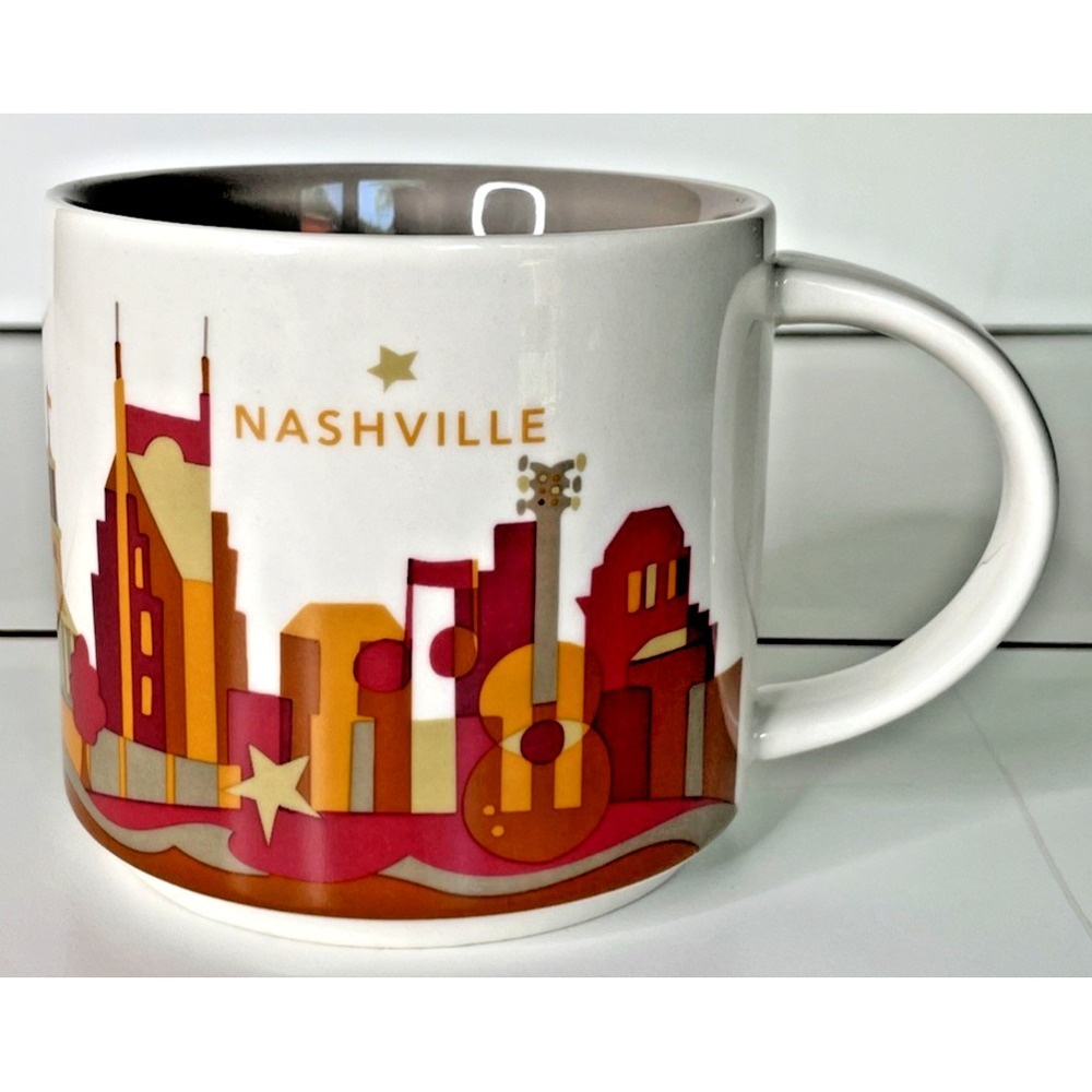Starbucks 2012 Nashville You Are Here Mug 14oz White Gray Skyline Coffee Cup